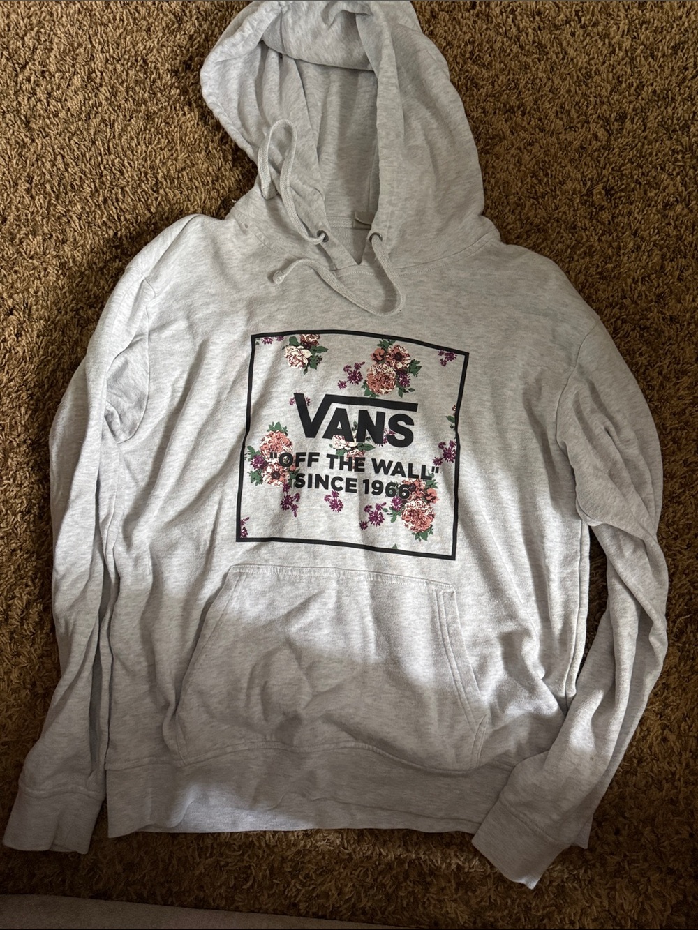 Vans Light Gray Hoodie with Floral Logo